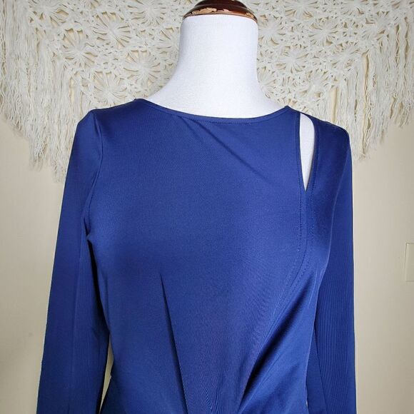 Venus Long Sleeve Cutout Wrap Dress Navy Blue Size Medium - Picture 6 of 9